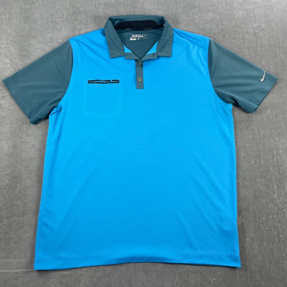 Nike Mens X-Large Blue Polo Shirt Dri-FIT Tour Performance Short Sleeve‎ Golf